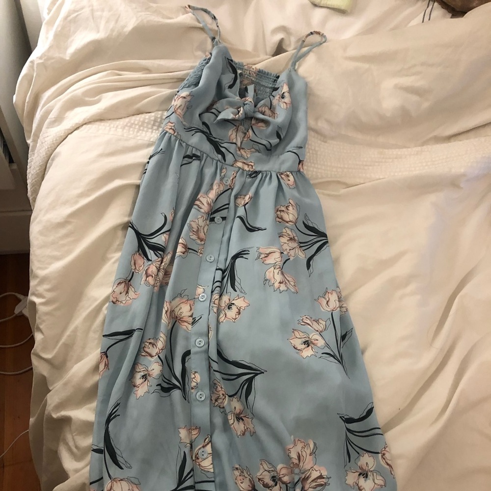 super cute blue maxi dress with florals